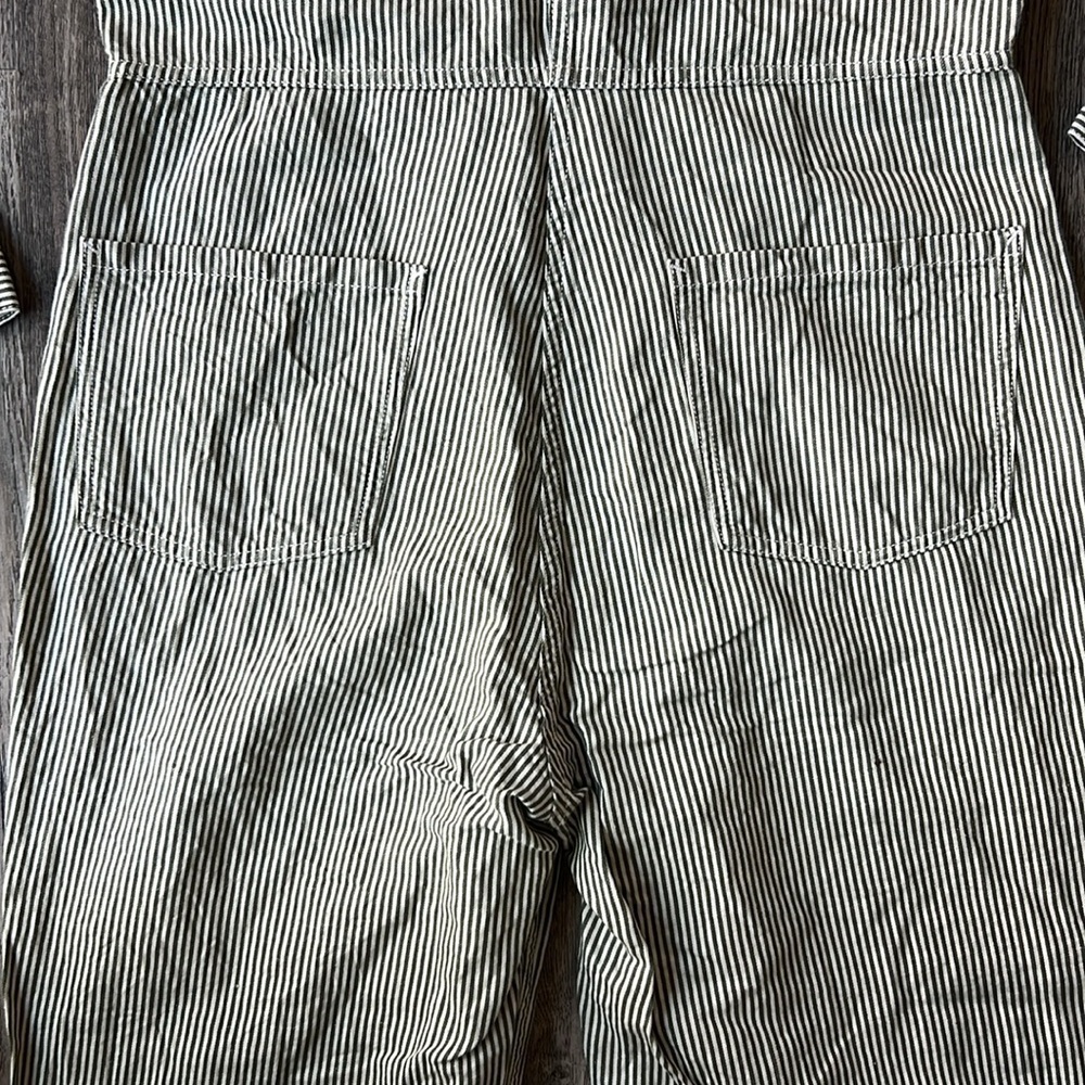 Outerknown Jumpsuit Green Striped Cotton Linen Station Jumpsuit Size Small - Picture 14 of 16